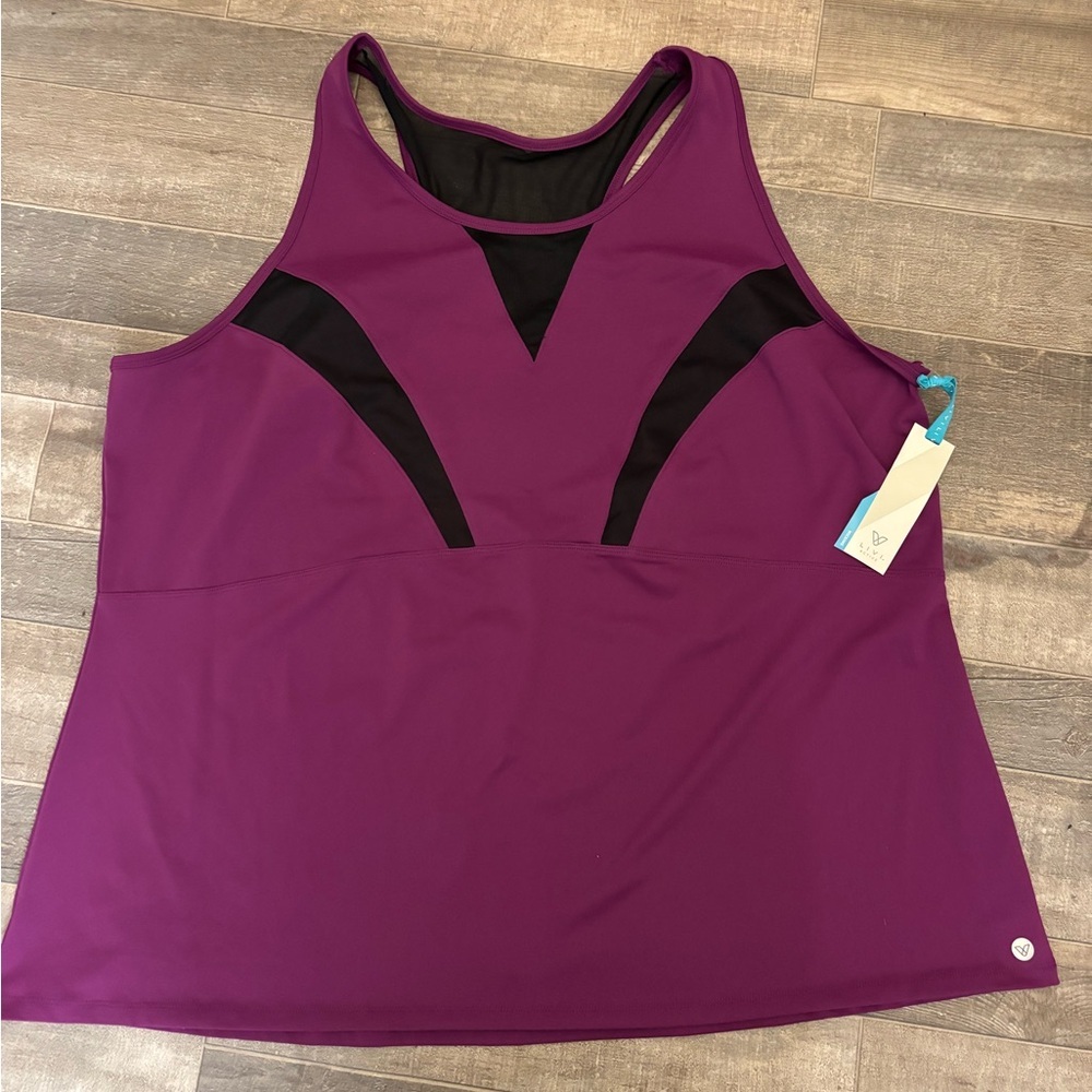 Livi Active Purple and Black‎ Athletic RacerBack Tank NWT Size  26/28